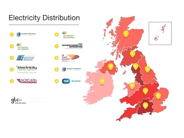 A map of british electricity distribution.