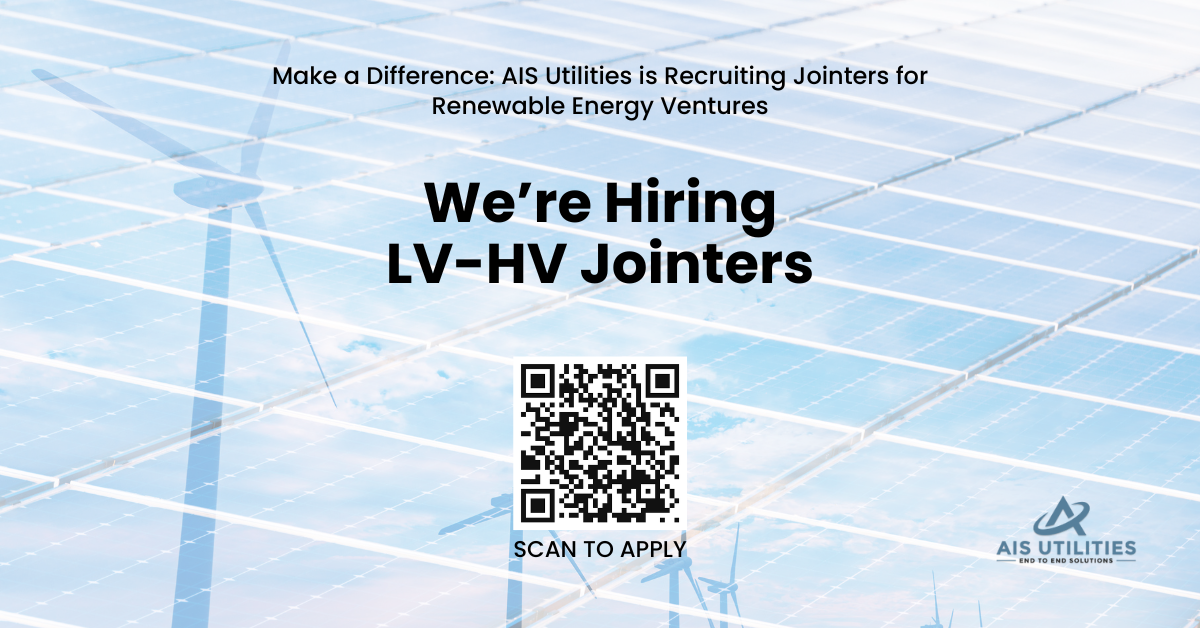 A flyer with the words hiring for lv-hv jointers.