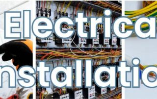 A collage of images with the words electrical installation.